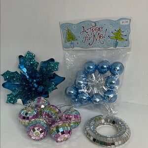 Blue and Pink Christmas Ornaments Set